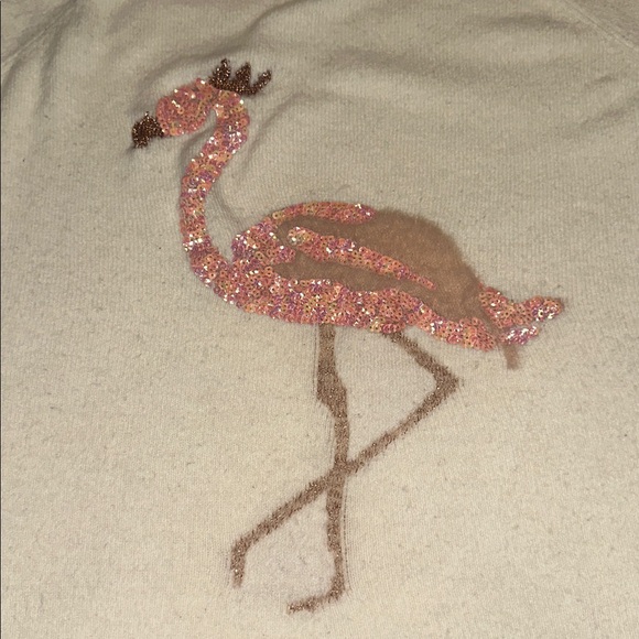 LC Lauren Conrad Cream Flamingo Sweater size large - Picture 3 of 7